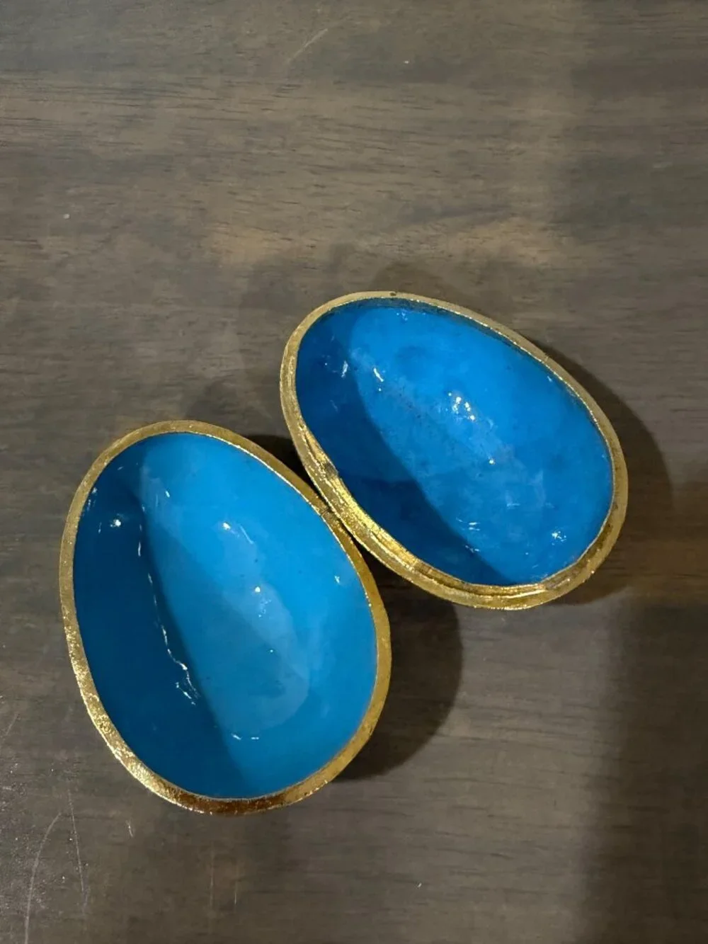 Vintage Floral Cloisonne Egg Shaped Trinket Box